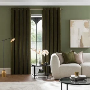 Chenille Green Curtains Eyelet Style
