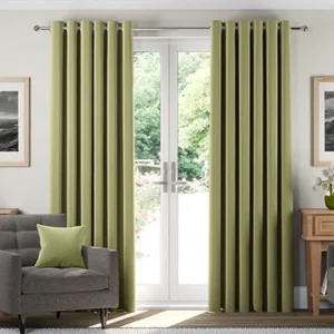 Como Green Textured Wave Curtains