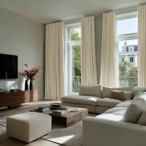Cream Linen Soundproof Curtains