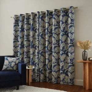 Dakota Blue Embroidered Curtains