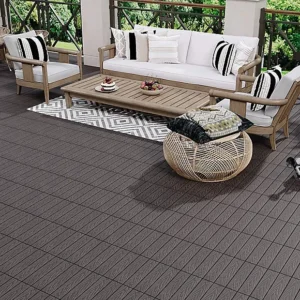 Dark Brown Wood Grain Deck Tiles