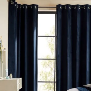 Dark Navy Velvet Thermal Curtains
