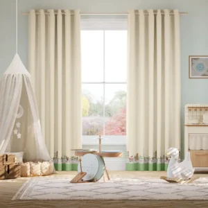 Dash Border Buttermilk Kids Curtains