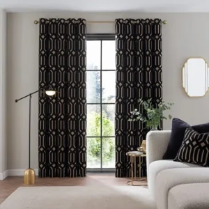 Deco Cut Velvet Black Curtains