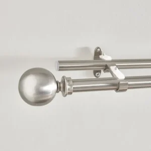 Double Curtain Rod With Ball Finial
