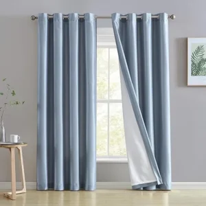 Dusty Blue Faux Silk Curtains