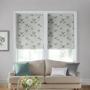Embroidered Duck Egg Roman Blind