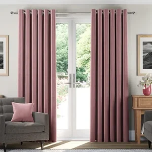 Etna Pink Basketweave Wave Curtains