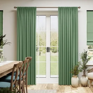 Fern Green Faux Silk Curtain