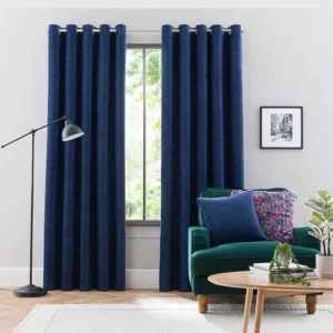 Genoa Blue Chenille Curtains