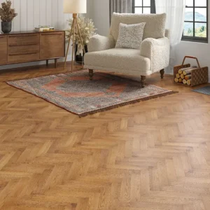 Genoa Smoked Golden Brushed Oiled Rustic Herringbone Solid Oak
