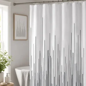Grey City Stripe Shower Curtain