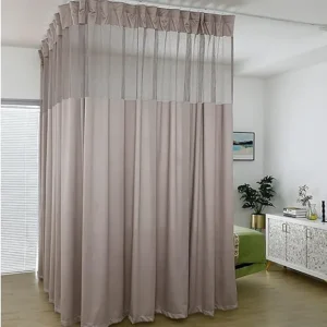 Grey Hospital Privacy Curtain with Flat Hooks