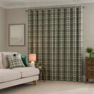 Kenmore Check Green Curtains
