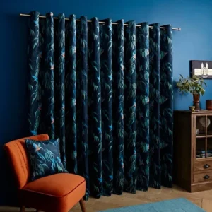 Kingfisher Blue Eyelet Curtains