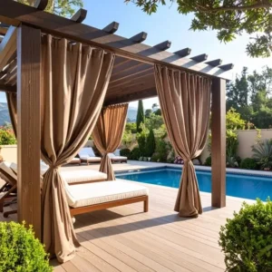 Light Brown Waterproof Blackout Outdoor Curtains