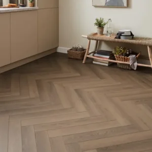 Luxe Spiced Honey Oak Herringbone Laminate Flooring