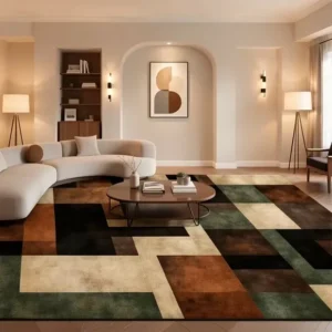 Modern Geometric Multi-Tone Persian Carpet