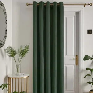 Montrose Bottle Green Eyelet Door Curtain