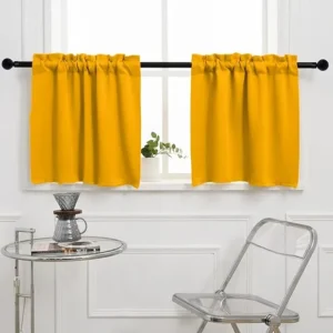 Mustard Yellow Blackout Kitchen Curtains