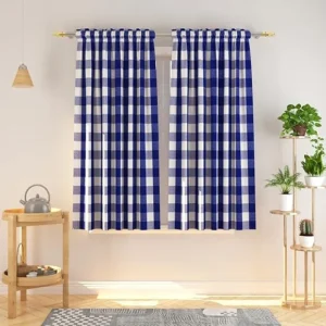 Navy Blue Buffalo Check Curtains
