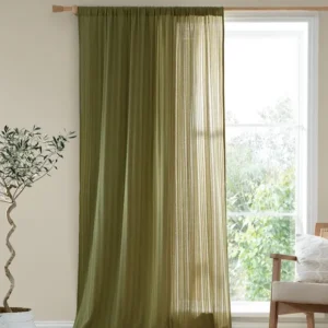 Olive Green Broderie Anglaise Voile