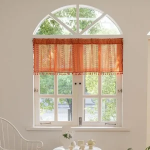 Orange Boho Crochet Kitchen Valance