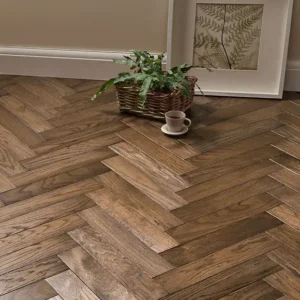 Park Avenue Herringbone Espresso Oak Brushed & Oiled Solid Wood Flooring
