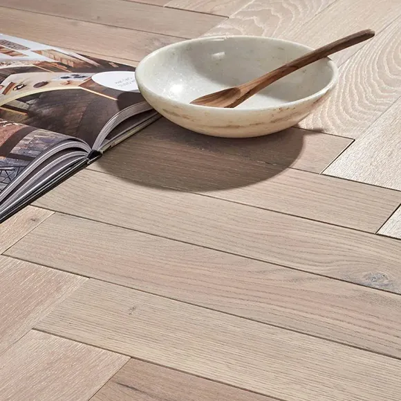 Park Avenue Herringbone Frosted Oak Brushed & Oiled Solid Wood Flooring - Image 3