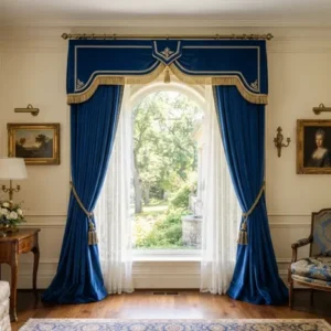 Royal Blue Decorative Pelmet Curtains