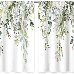 Sage Green Eucalyptus Kitchen Curtain 1
