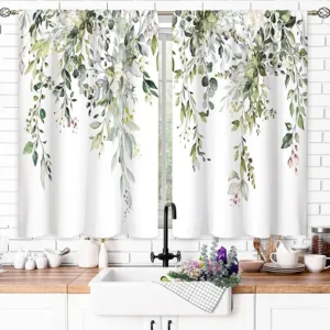 Sage Green Eucalyptus Kitchen Curtain