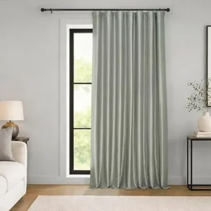 Silver Faux Silk Blackout Curtain