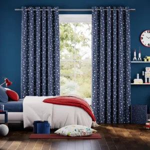 Starry Skies Blue Kids Room Curtains