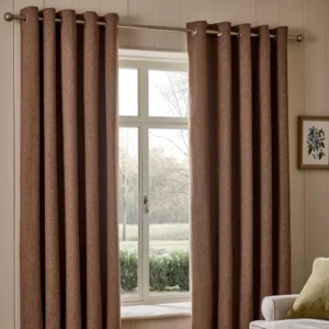 Tan Brown Herringbone Thermal Curtains