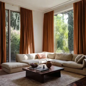 Terracotta Linen Soundproof Curtains