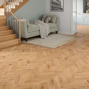 Verona Natural Brushed Lacquered Rustic Herringbone Solid Oak