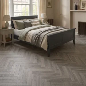 Vintage Chateau Herringbone Light Grey Laminate Flooring