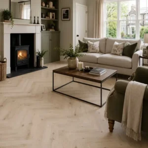 Vintage Chateau Winter Oak Herringbone Laminate Flooring