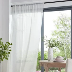 White Linen Look Voile Curtain