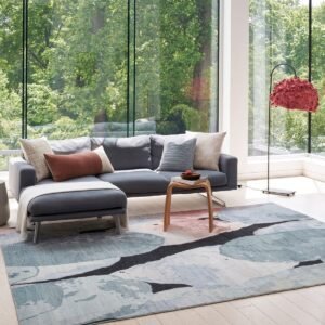 Blue Pink Abstract Silk Rugs