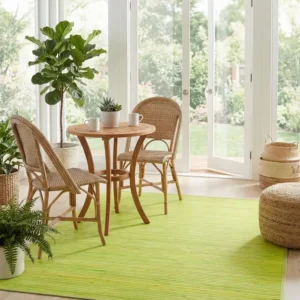 Green Bamboo Square Rug