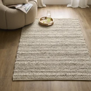 Taupe Hand Woven Chunky Wool Rug